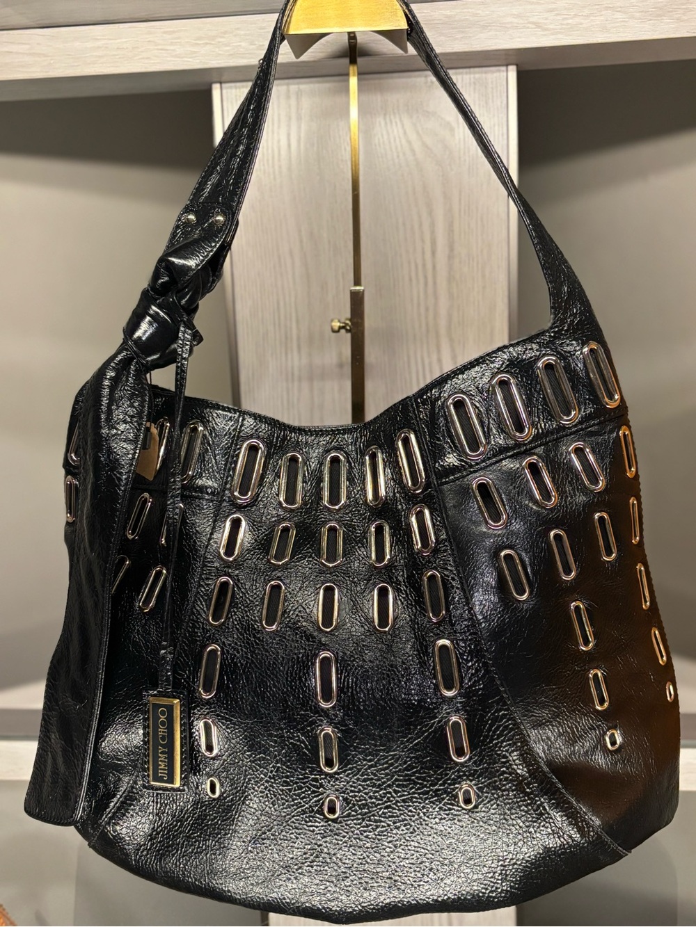 Jimmy Choo Dessy Grommet Shoulder Bag with COA